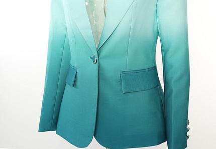 Gradient Color Blazer and Flared Pants Two-Piece Suit