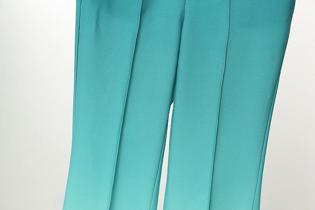 Gradient Color Blazer and Flared Pants Two-Piece Suit