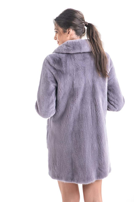 Gray Cozy Genuine Mink Fur Coat-1