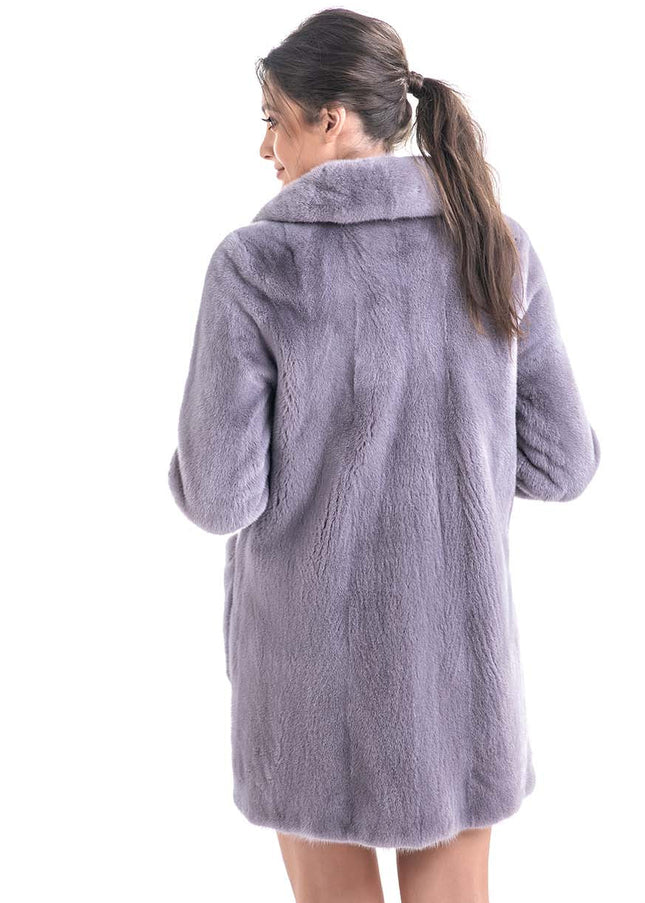 Gray Cozy Genuine Mink Fur Coat-1