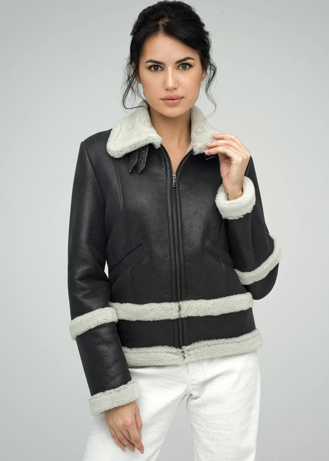 Gray Merino Shearling Leather Jacket-0