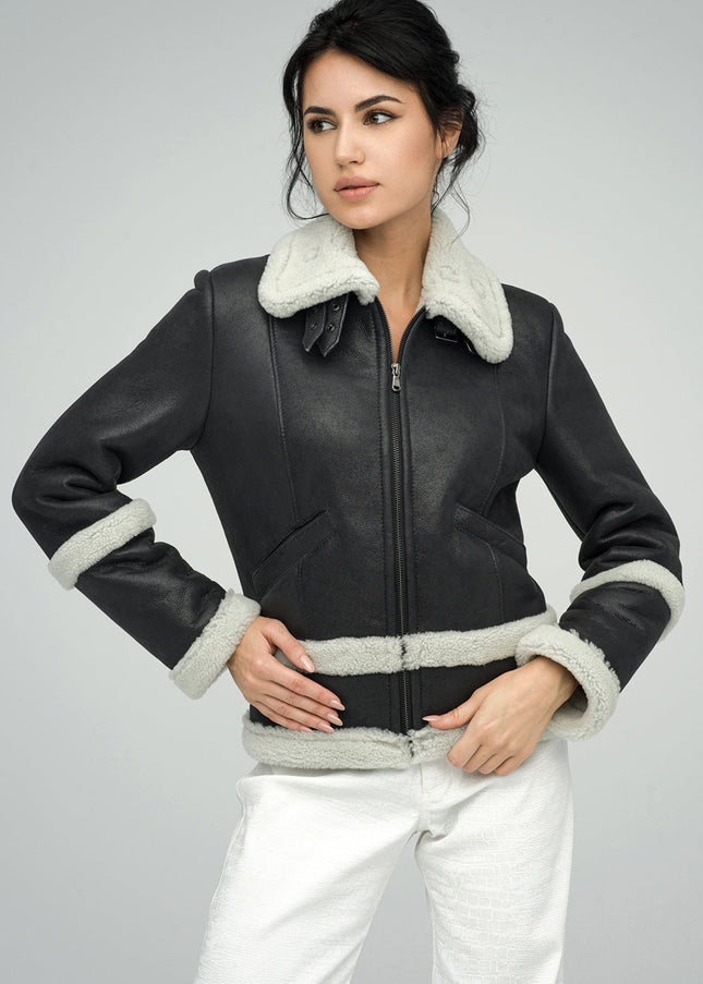 Gray Merino Shearling Leather Jacket-1