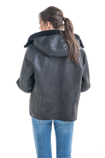 Gray Nappa Lambskin Reversible Shearling Jacket-3