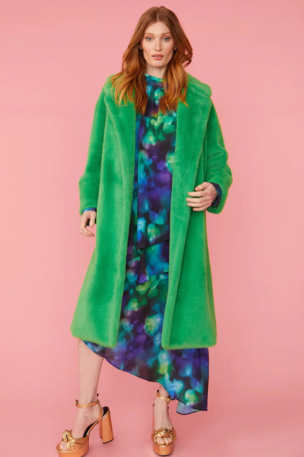 Green Faux Fur Duchess Maxi Coat-0