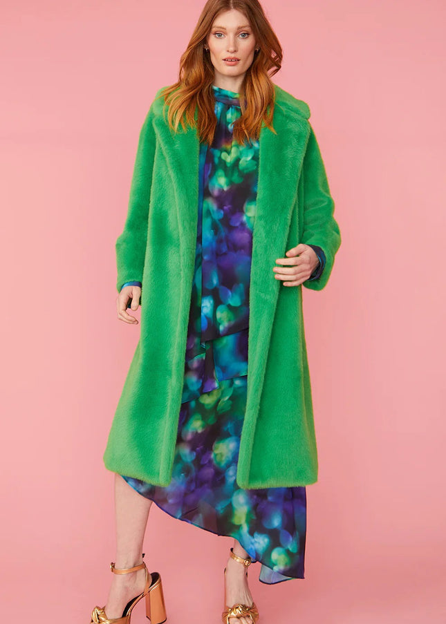 Green Faux Fur Duchess Maxi Coat-0