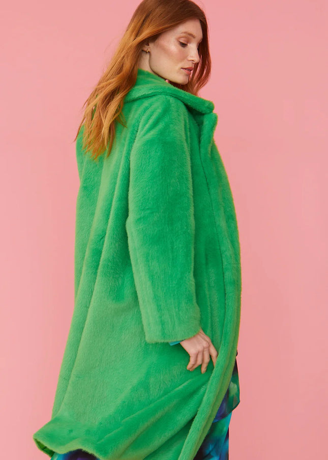 Green Faux Fur Duchess Maxi Coat-2