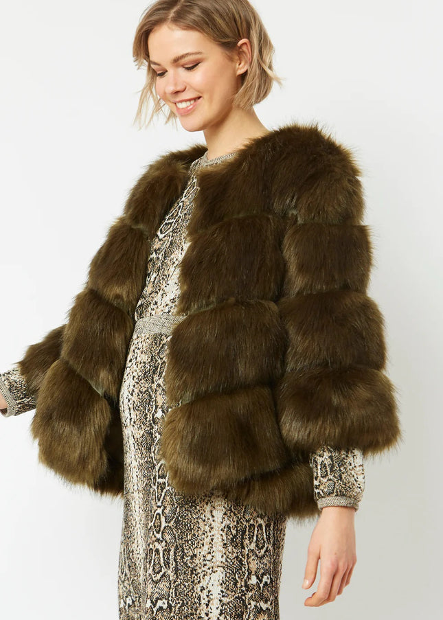 Green Faux Fur Ella Coat-0