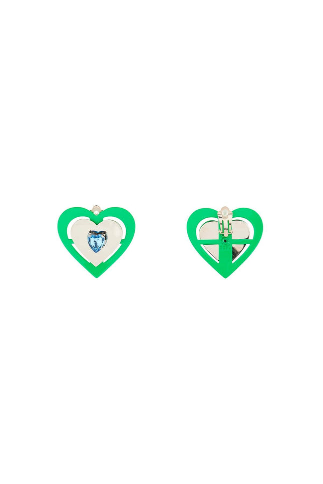 'Green Neon Heart' Clip-On Earrings-women > accessories > jewellery > earrings-Saf Safu-os-Argento-Urbanheer