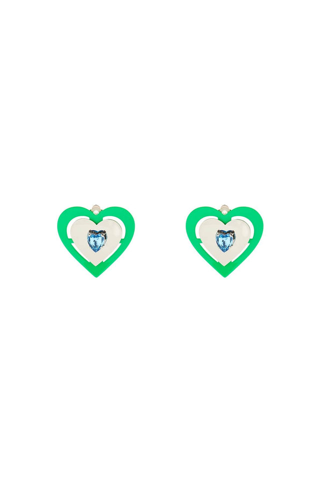 'Green Neon Heart' Clip-On Earrings-women > accessories > jewellery > earrings-Saf Safu-os-Argento-Urbanheer