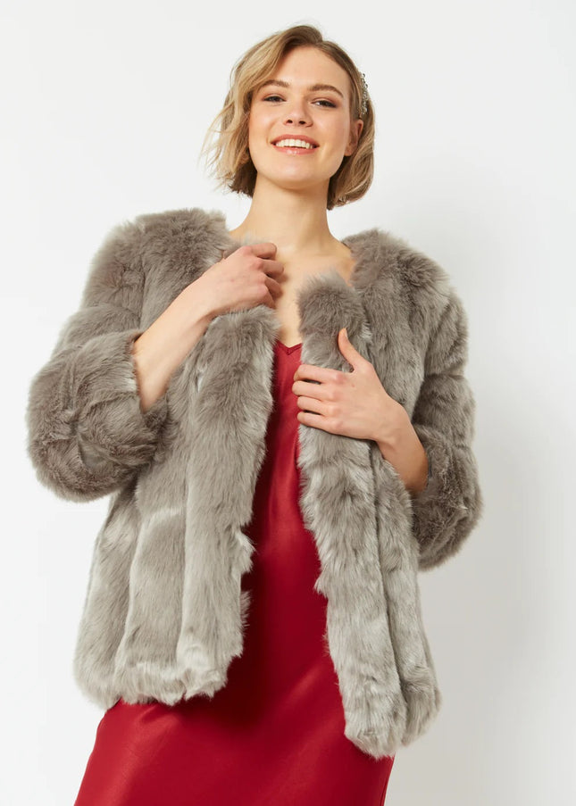 Grey Faux Fur Coat-2