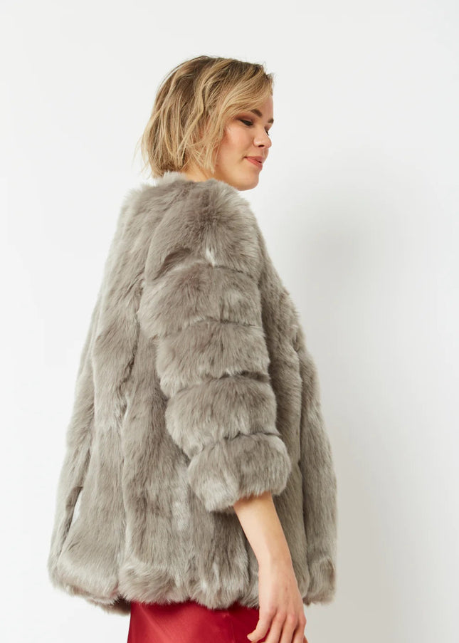 Grey Faux Fur Coat-3