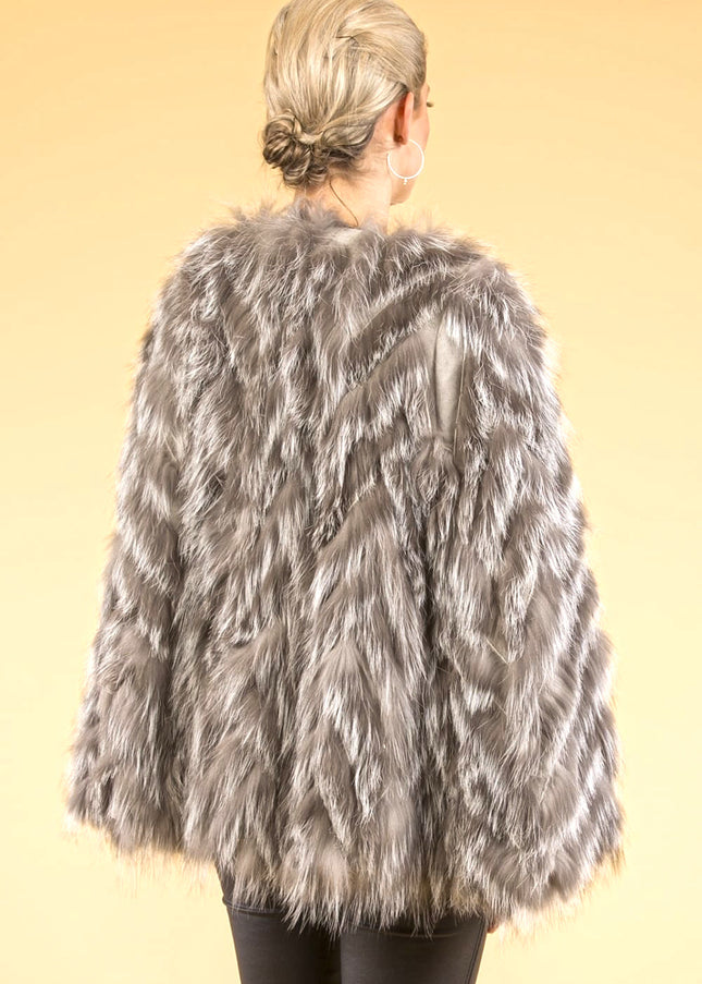 Grey Fox Fur and Suede Cape-2