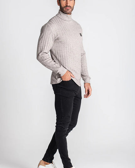 Grey Ribbed Turtleneck