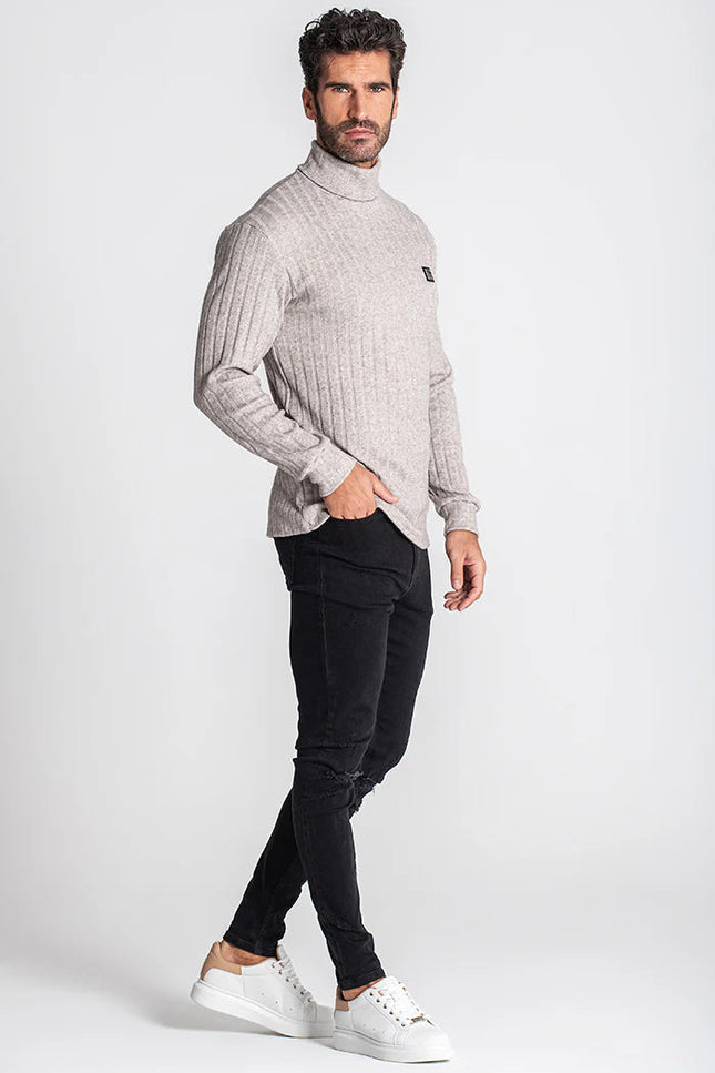 Grey Ribbed Turtleneck