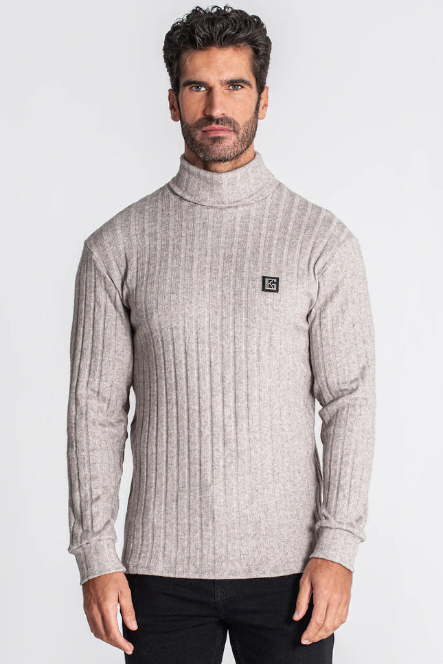 Grey Ribbed Turtleneck