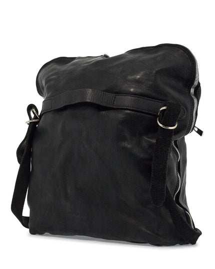 Guidi black horse leather crossbody bag with adjustable strap