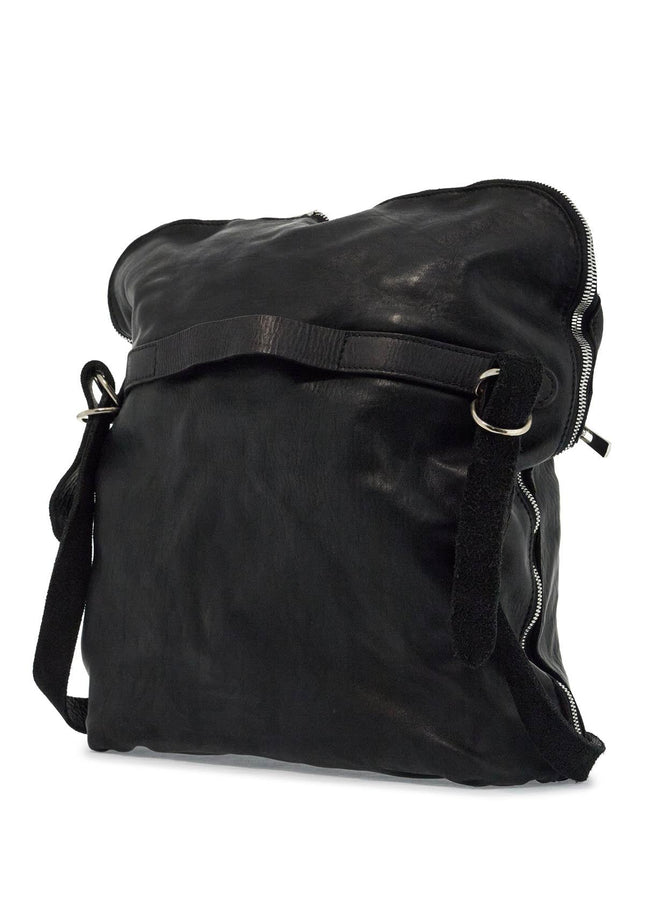 Guidi black horse leather crossbody bag with adjustable strap