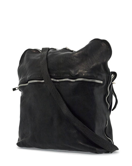 Guidi black horse leather crossbody bag with adjustable strap