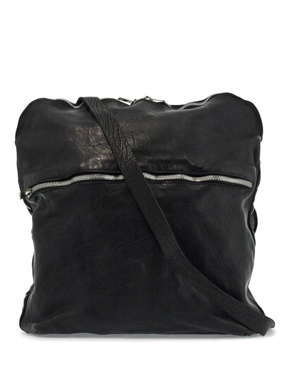 Guidi black horse leather crossbody bag with adjustable strap