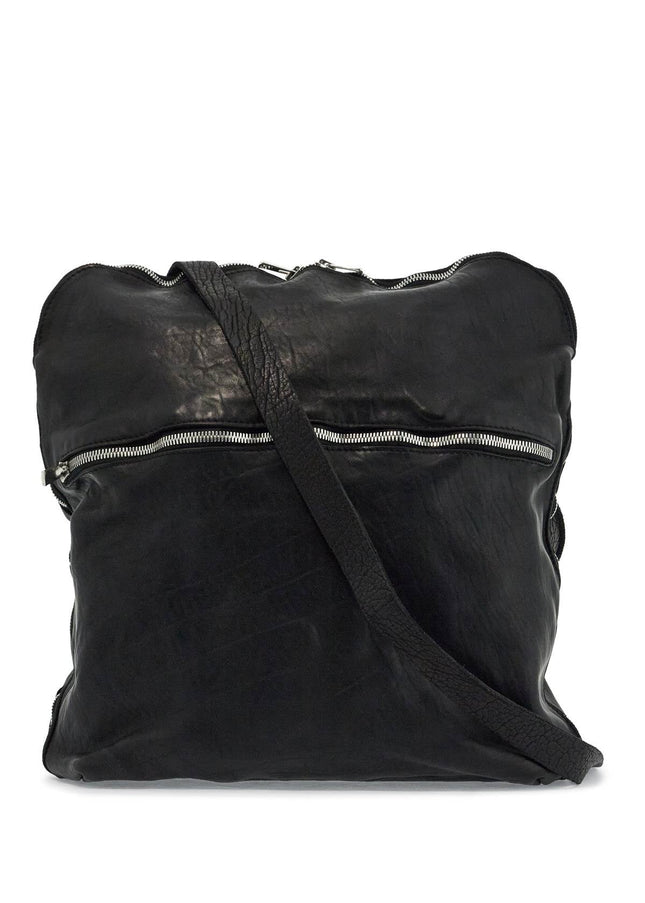 Guidi black horse leather crossbody bag with adjustable strap