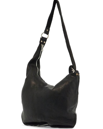 Guidi black horse leather crossbody bag with zip