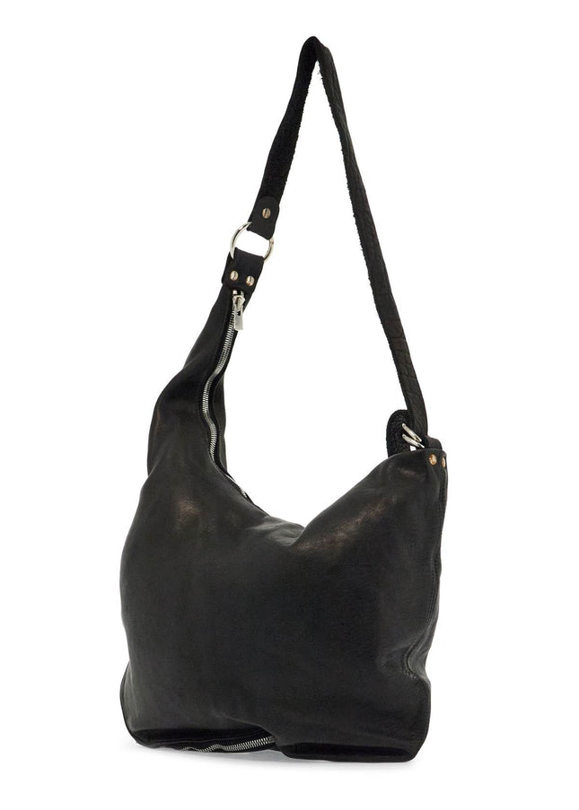 Guidi black horse leather crossbody bag with zip