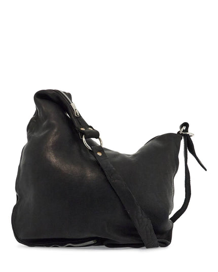 Guidi black horse leather crossbody bag with zip