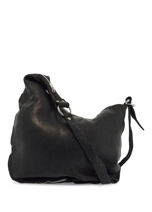 Guidi black horse leather crossbody bag with zip