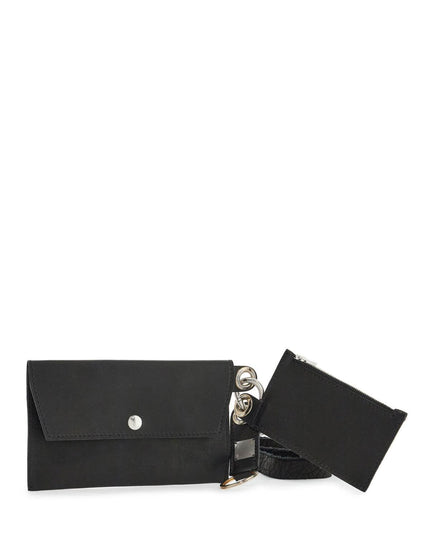 Guidi black kangaroo leather card and phone holder with shoulder strap