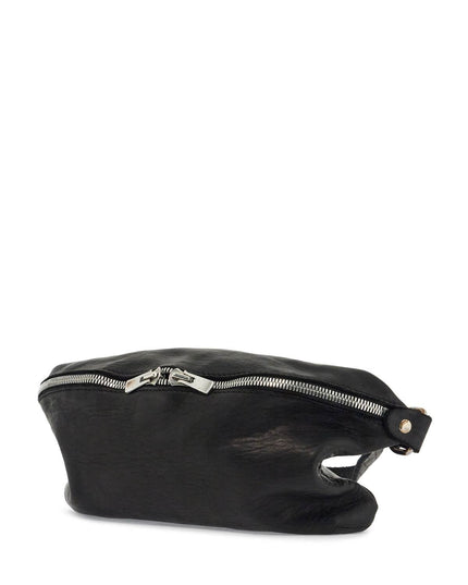 Guidi medium black horse leather fanny pack with adjustable strap