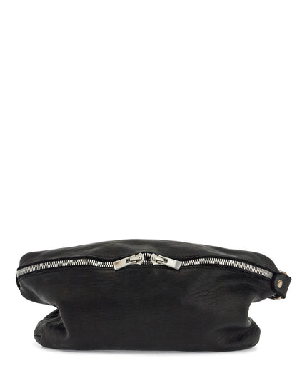 Guidi medium black horse leather fanny pack with adjustable strap