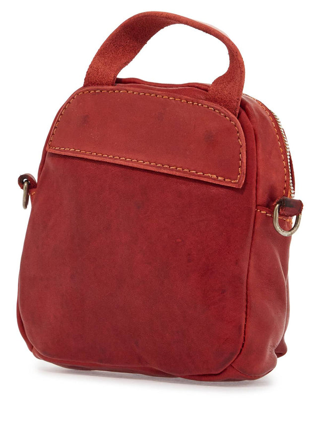 Guidi mini red leather backpack handcrafted with adjustable shoulder strap and front pockets