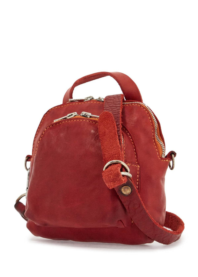 Guidi mini red leather backpack handcrafted with adjustable shoulder strap and front pockets