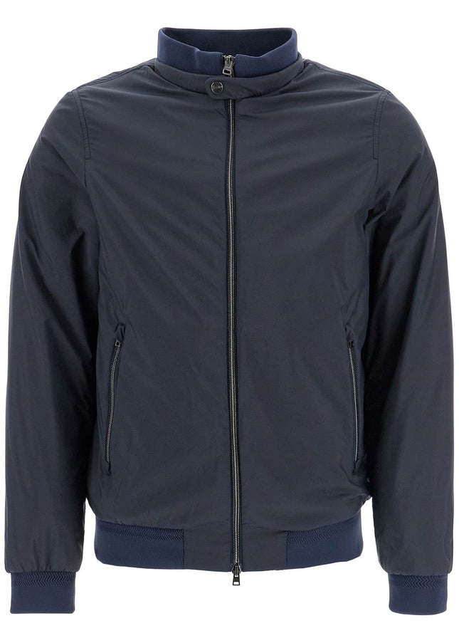 HERNO bomber impermeabile leggero in poliammide blu scuro con zip e tasche