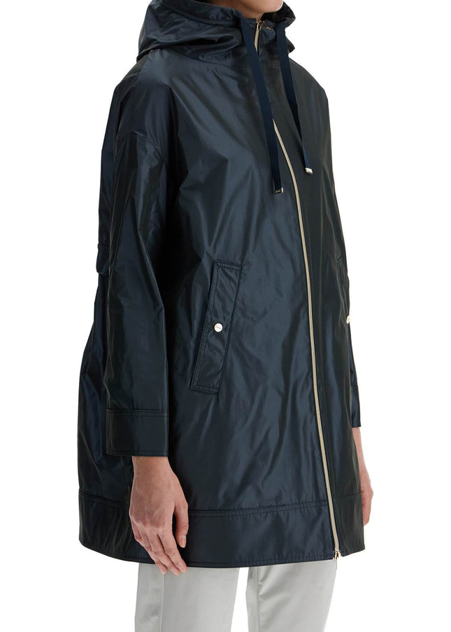 HERNO dark blue technical taffeta waterproof parka with hood