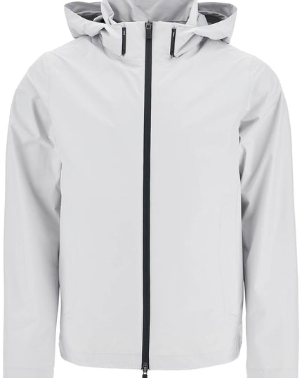 HERNO light gray polyester waterproof bomber with hood