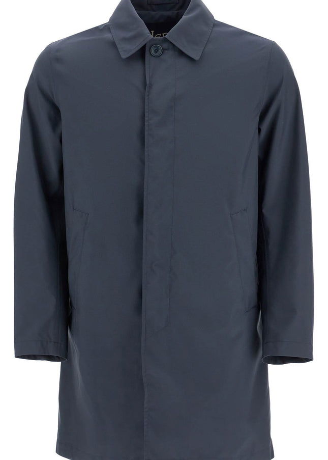 HERNO long blue waterproof coat in high-quality polyester with buttons