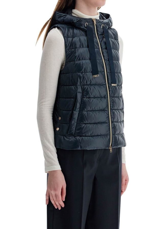 HERNO men's dark blue polyamide gilet with hood