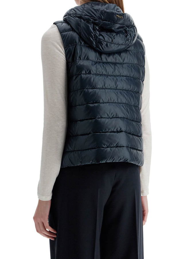 HERNO men's dark blue polyamide gilet with hood