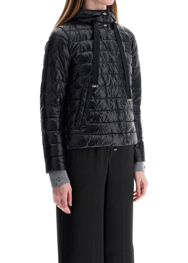 HERNO ultra-lightweight black nylon down jacket with hood