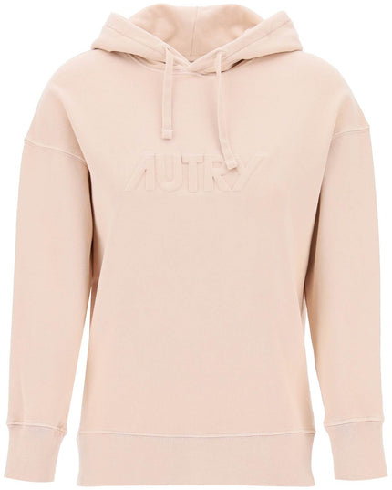 Autry Felpa Con Cappuccio E Logo In Rilievo-Hoodie-AUTRY-XS-Pink-Urbanheer