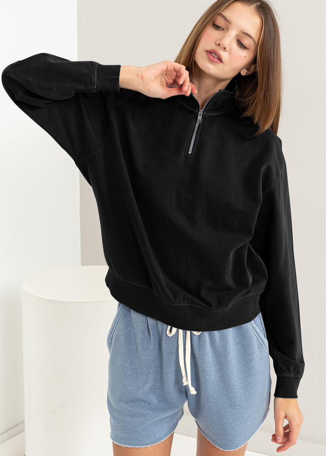 HYFVE Half Zip Drop Shoulder Sweatshirt