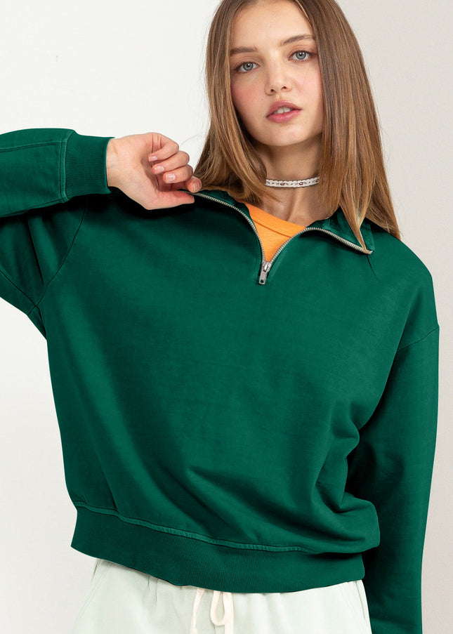 HYFVE Half Zip Drop Shoulder Sweatshirt