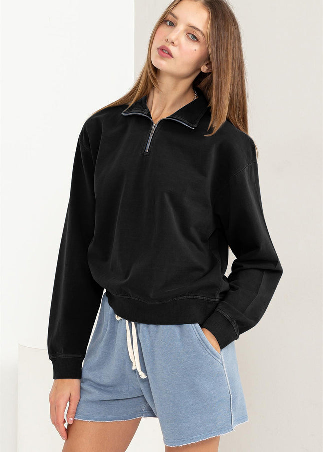 HYFVE Half Zip Drop Shoulder Sweatshirt