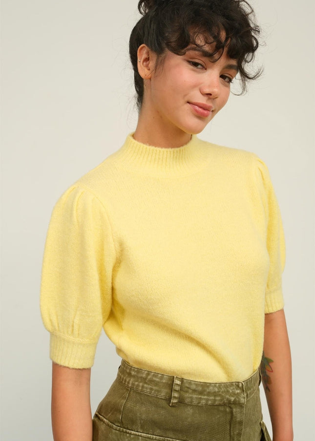 HYFVE Mock Neck Puff Sleeve Sweater