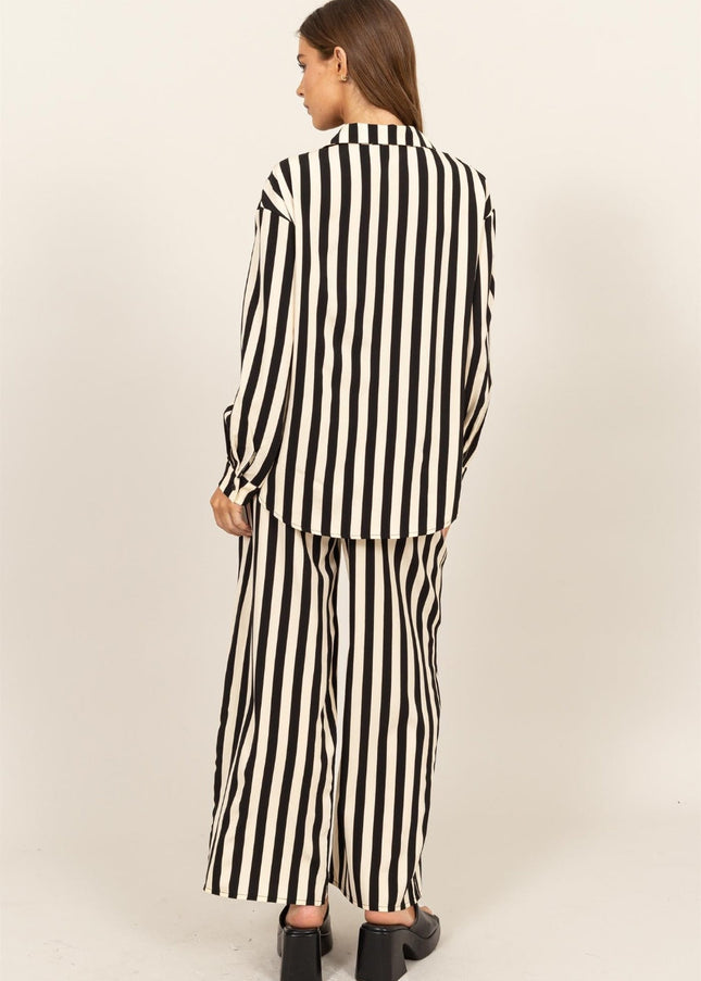 HYFVE Striped Button Up Shirt and Pants Set