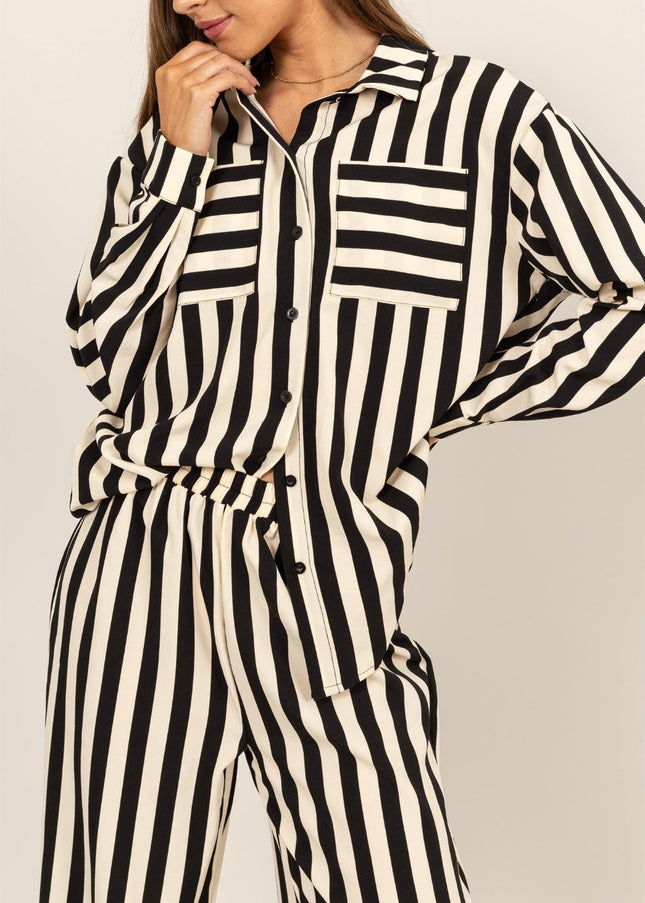 HYFVE Striped Button Up Shirt and Pants Set