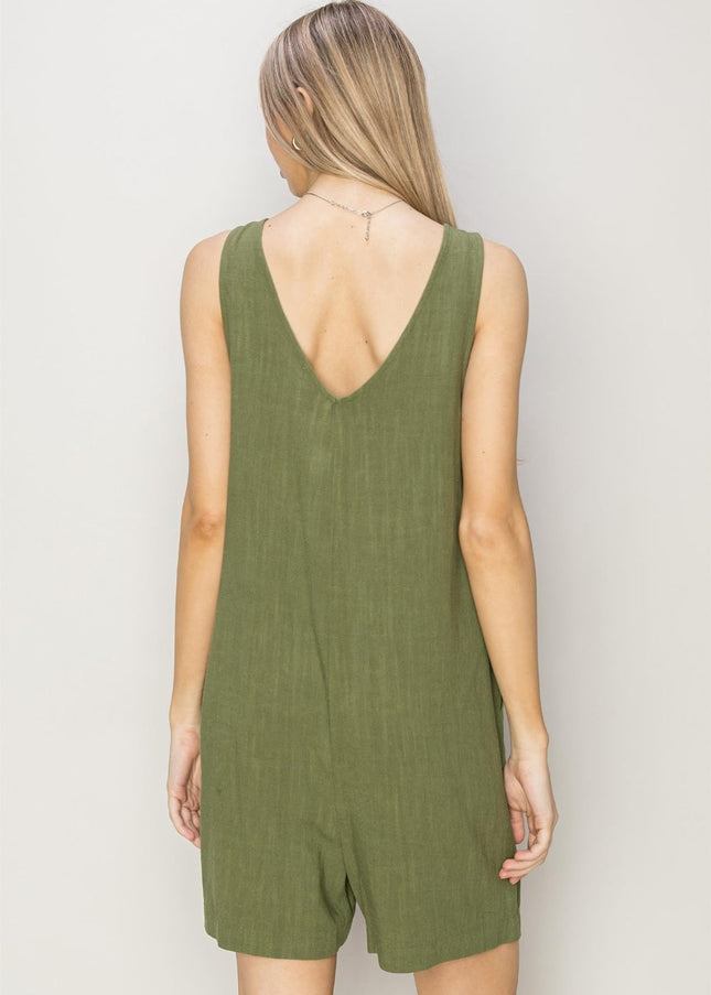 HYFVE V-Neck Sleeveless Romper with Pockets