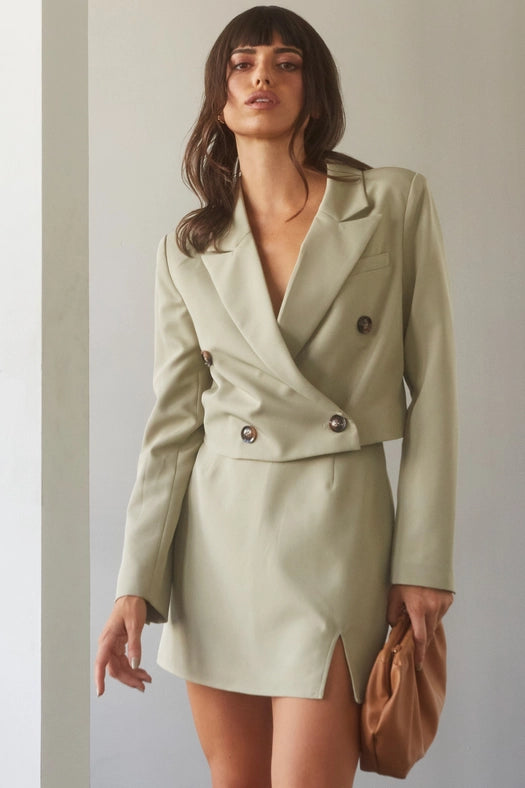 Hali Cropped Blazer Skirt 2-Piece Set