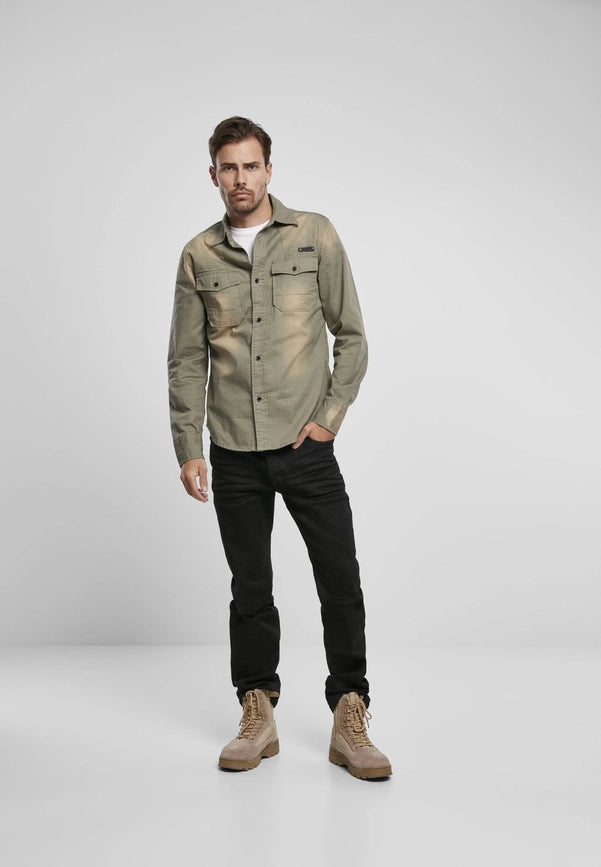 Hardee Denim Shirt Olive Grey